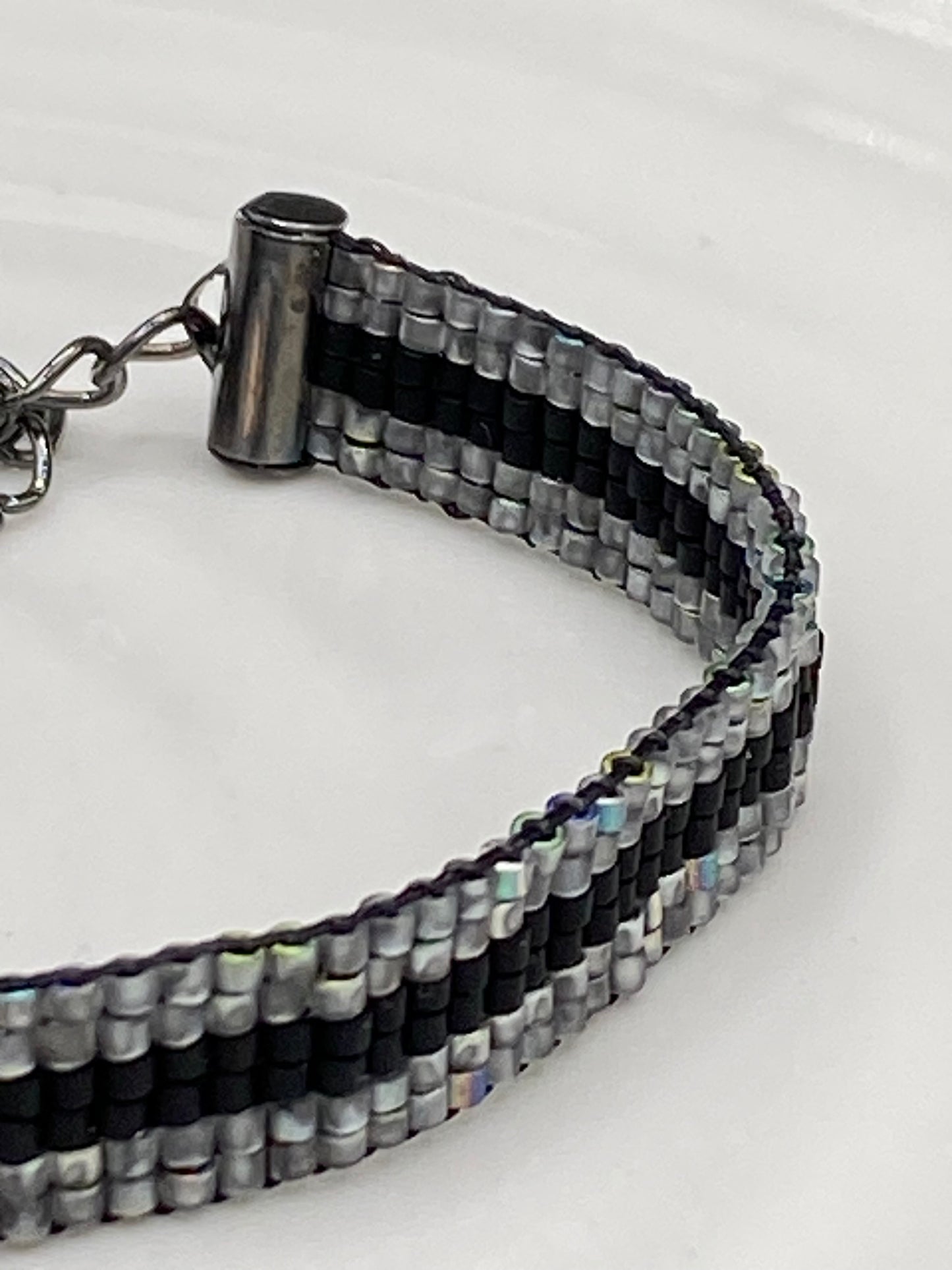 Striped Oil Grey and Black Bracelet