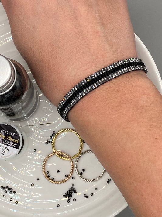 Striped Oil Grey and Black Bracelet